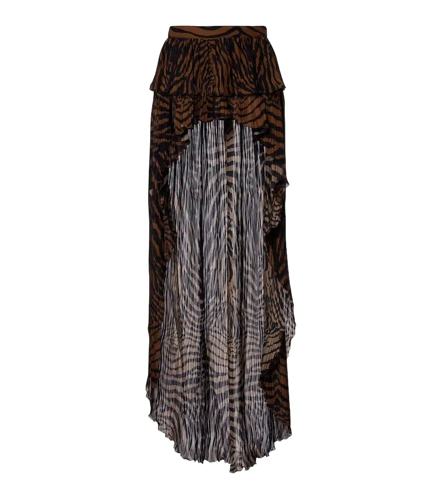 Blumarine Asymmetric ruffled printed miniskirt