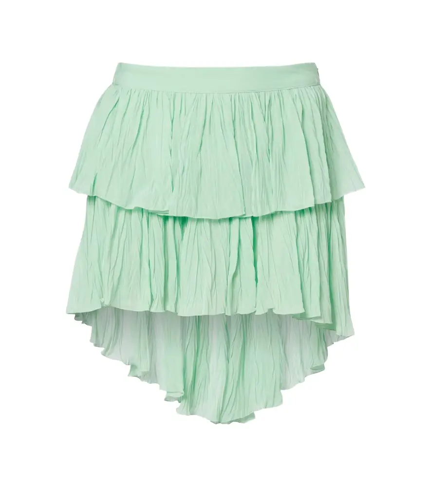 Blumarine Plissé tiered georgette miniskirt