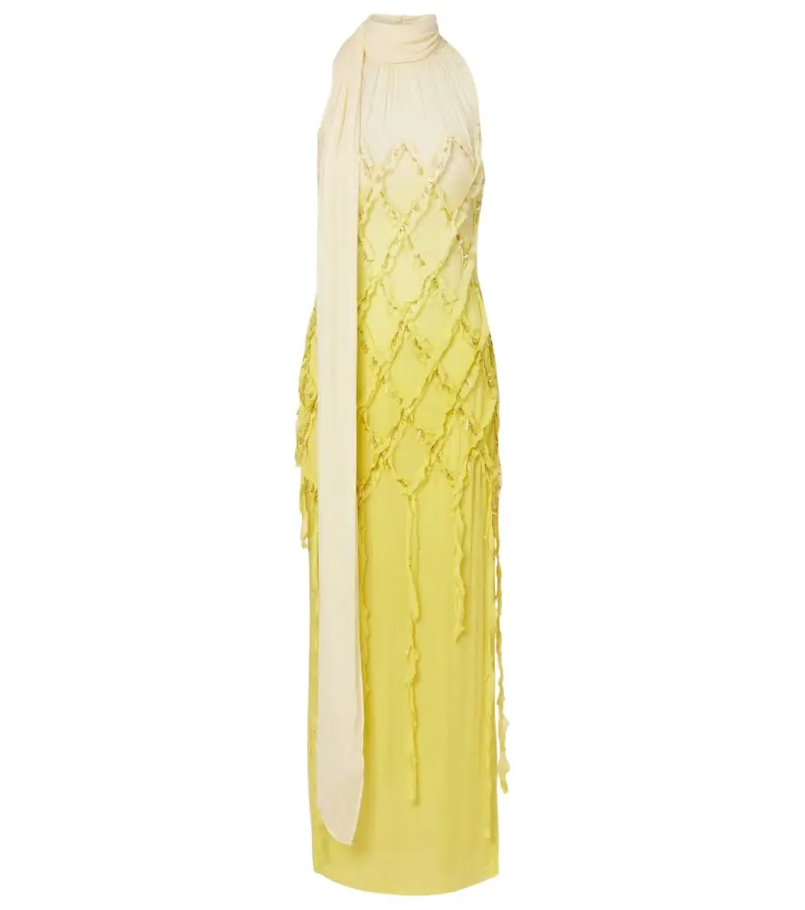 Blumarine Embellished crepon maxi dress
