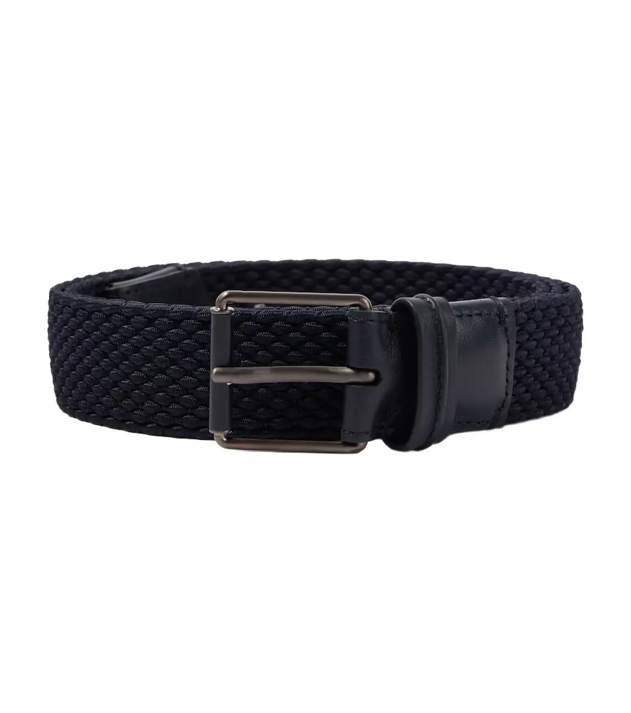 Zegna Braided leather-trimmed belt