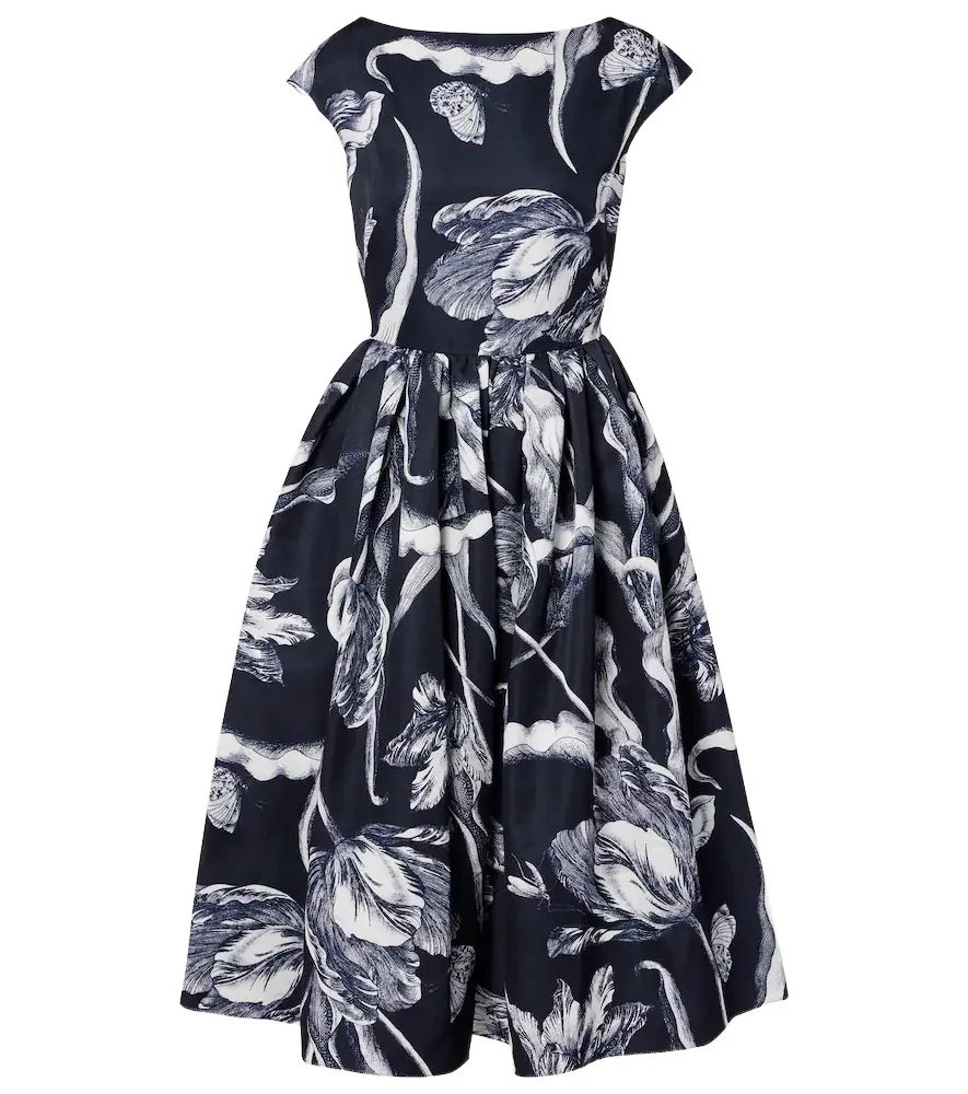 Erdem Floral cotton-blend faille midi dress