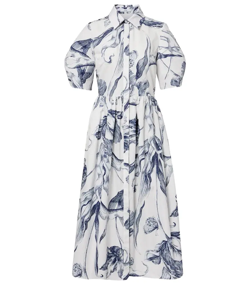 Erdem Floral cotton poplin shirt dress