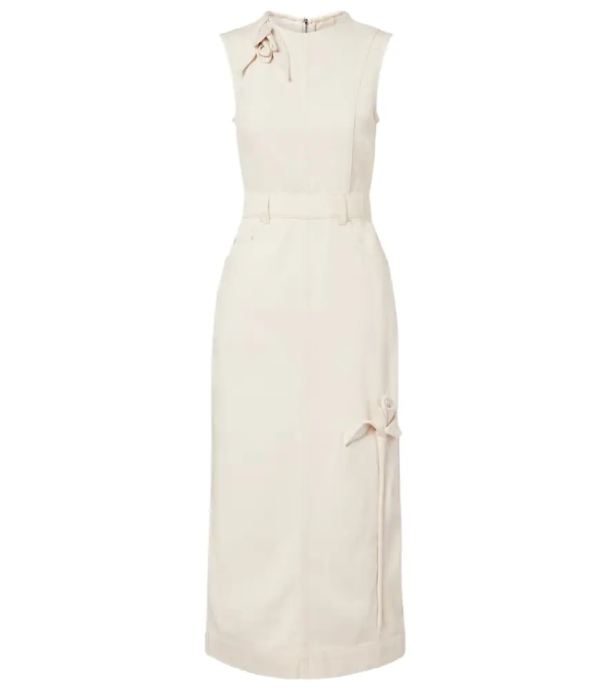 Erdem Floral-appliqué denim midi dress