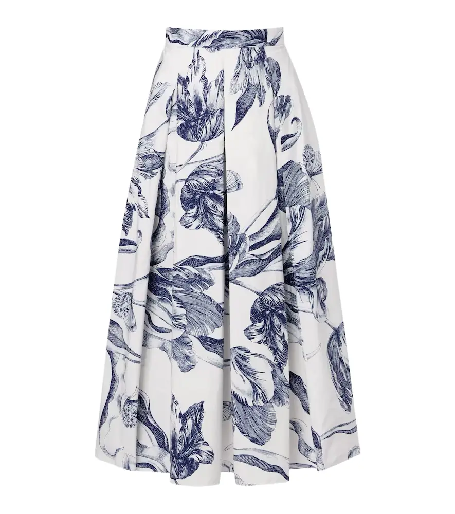 Erdem Floral cotton poplin midi skirt