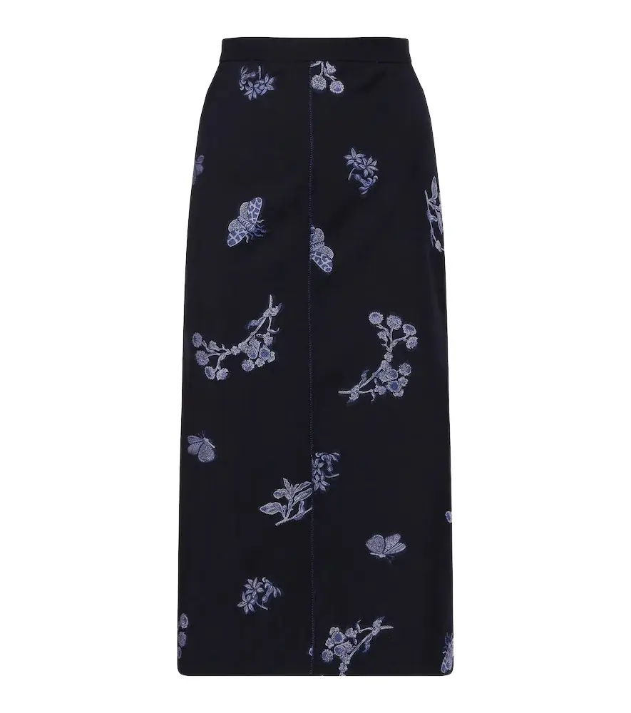 Erdem Wool and cotton jacquard pencil skirt