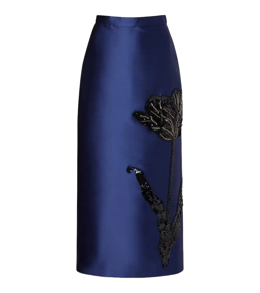 Erdem Sequined twill pencil skirt