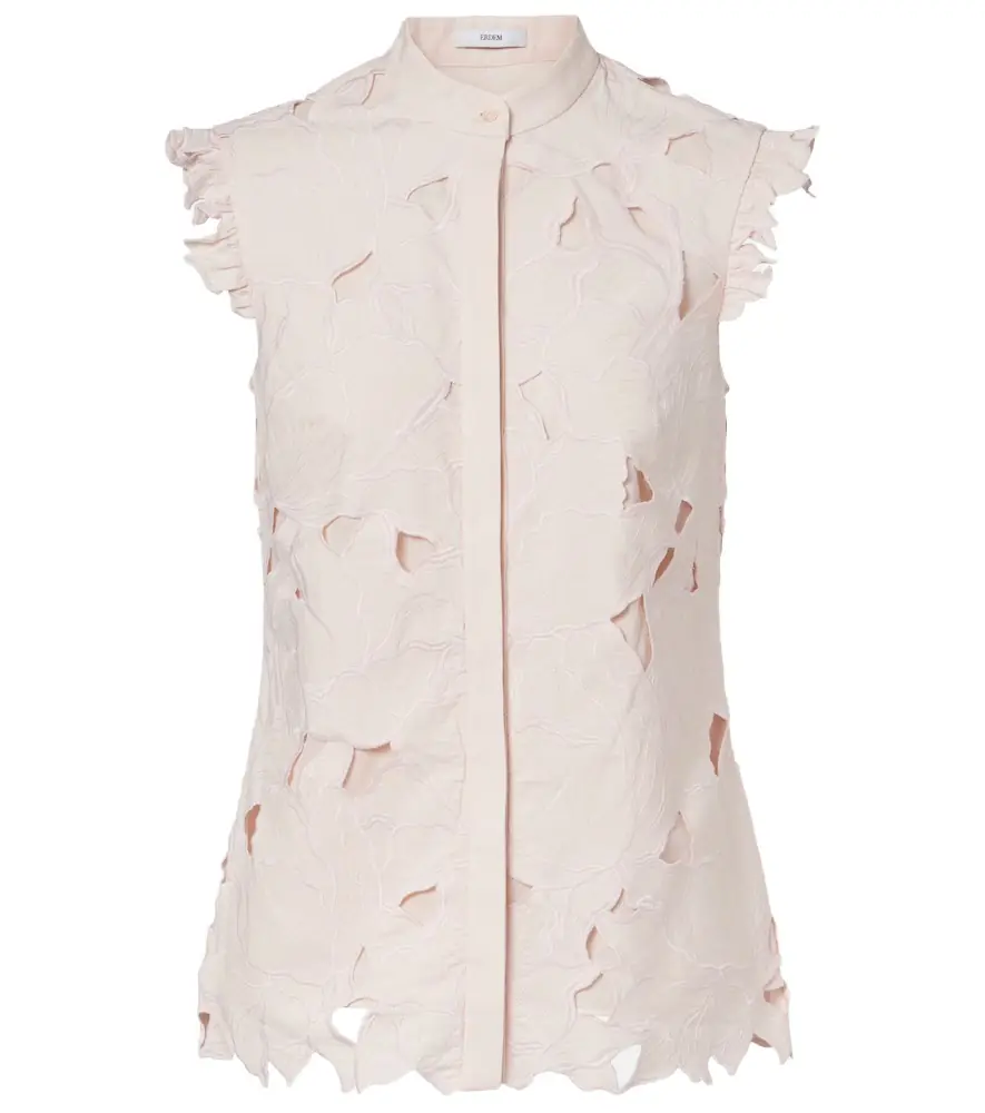 Erdem Embroidered floral cotton-blend top