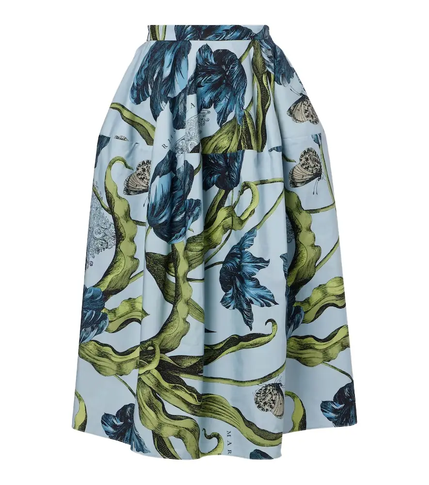 Erdem Floral cotton poplin midi skirt