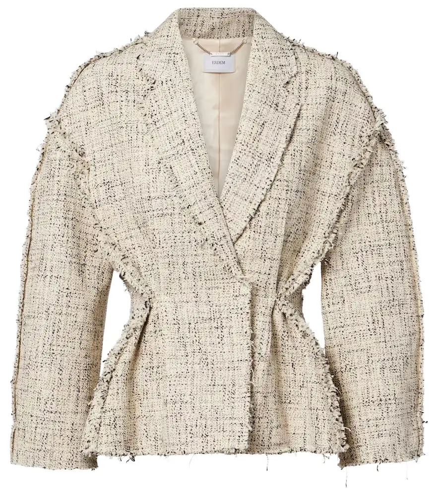 Erdem Cotton-blend tweed peplum jacket
