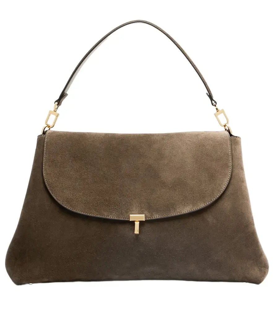 Toteme T-Lock suede shoulder bag