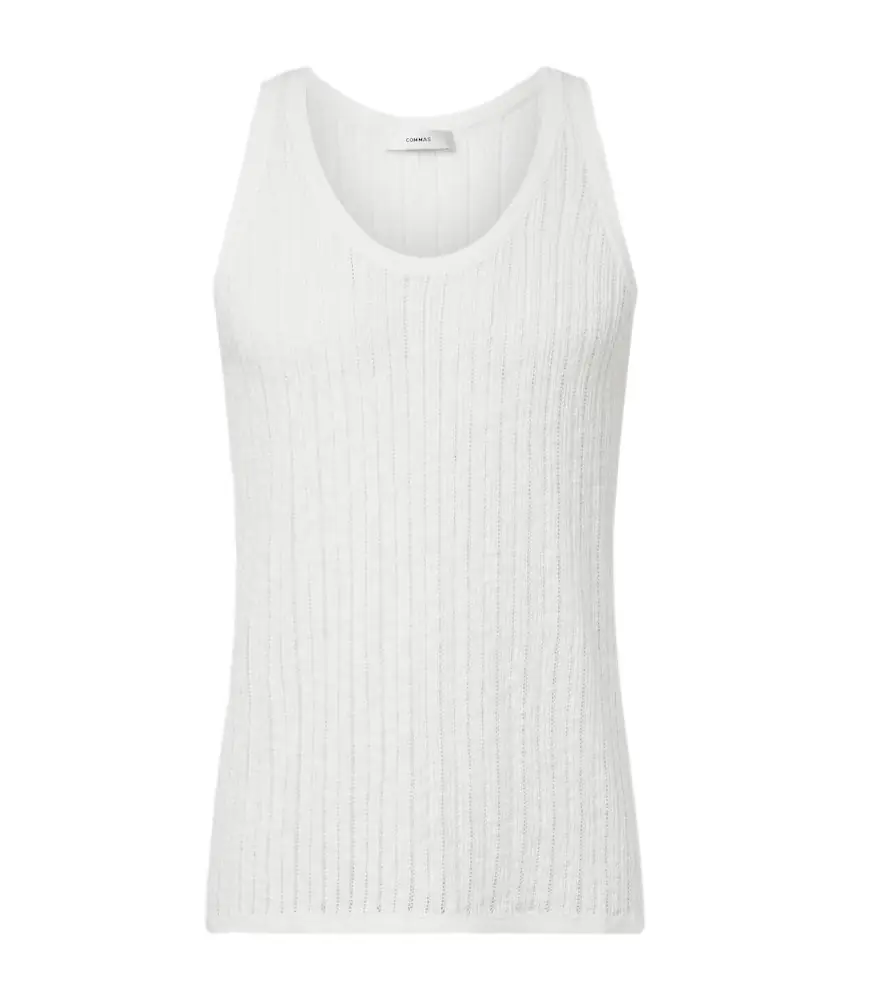 Commas Pointelle cotton and linen tank top