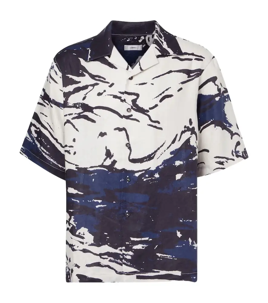 Commas Printed linen bowling shirt