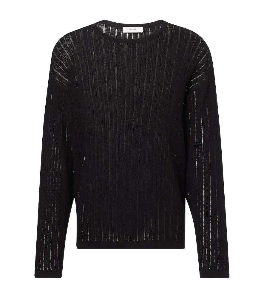 Commas Pointelle cotton and linen sweater