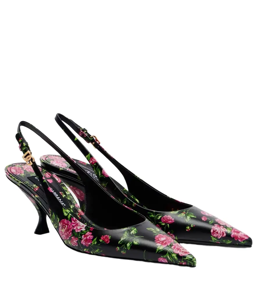 Dolce & Gabbana Lollo 60 floral leather slingback pumps