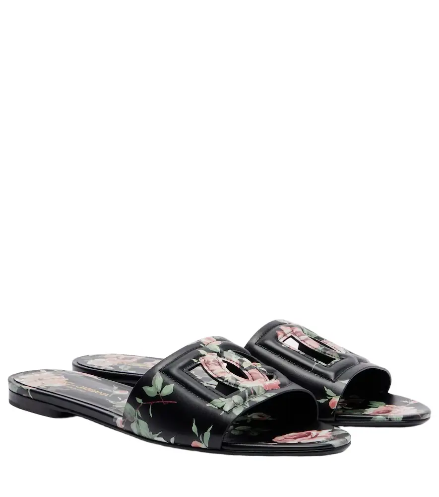 Dolce & Gabbana DG floral leather slides