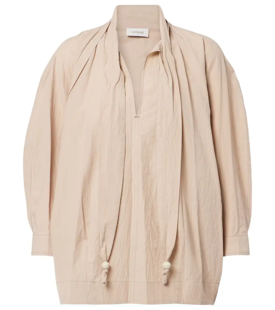 Lemaire Tie-neck cotton crêpe blouse