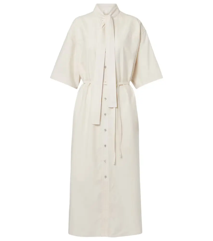 Lemaire Tie-neck cotton and silk shirt dress