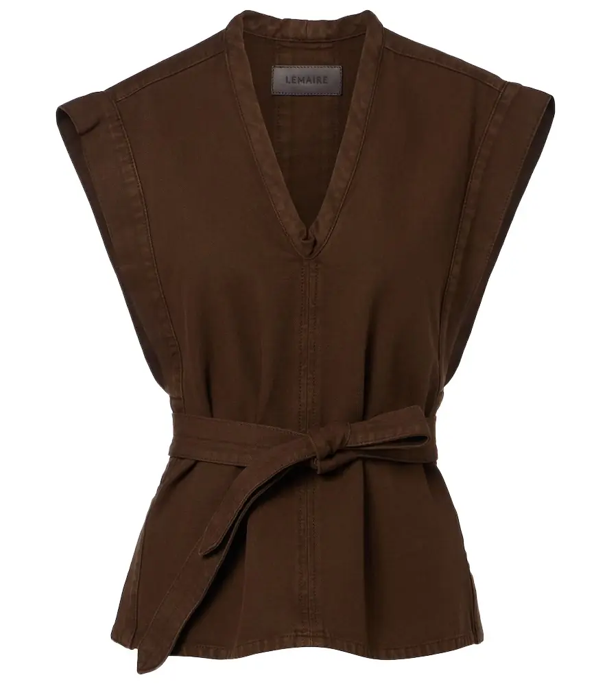 Lemaire Belted cotton twill top