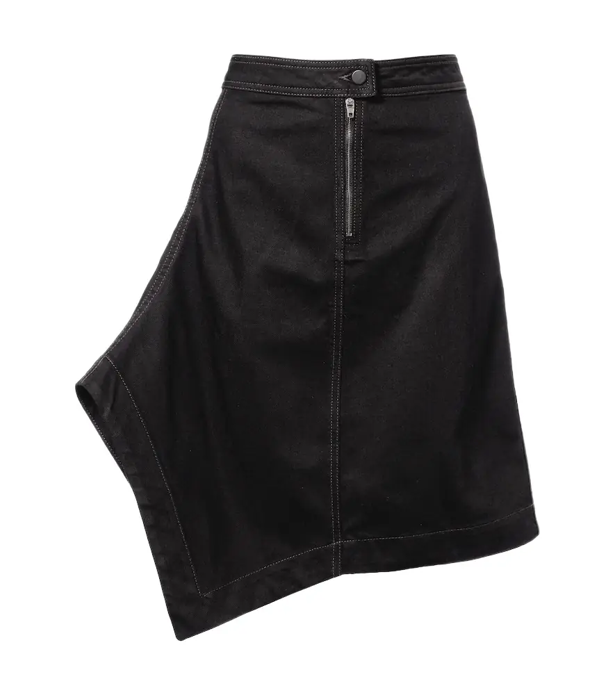 Lemaire Asymmetric denim midi skirt