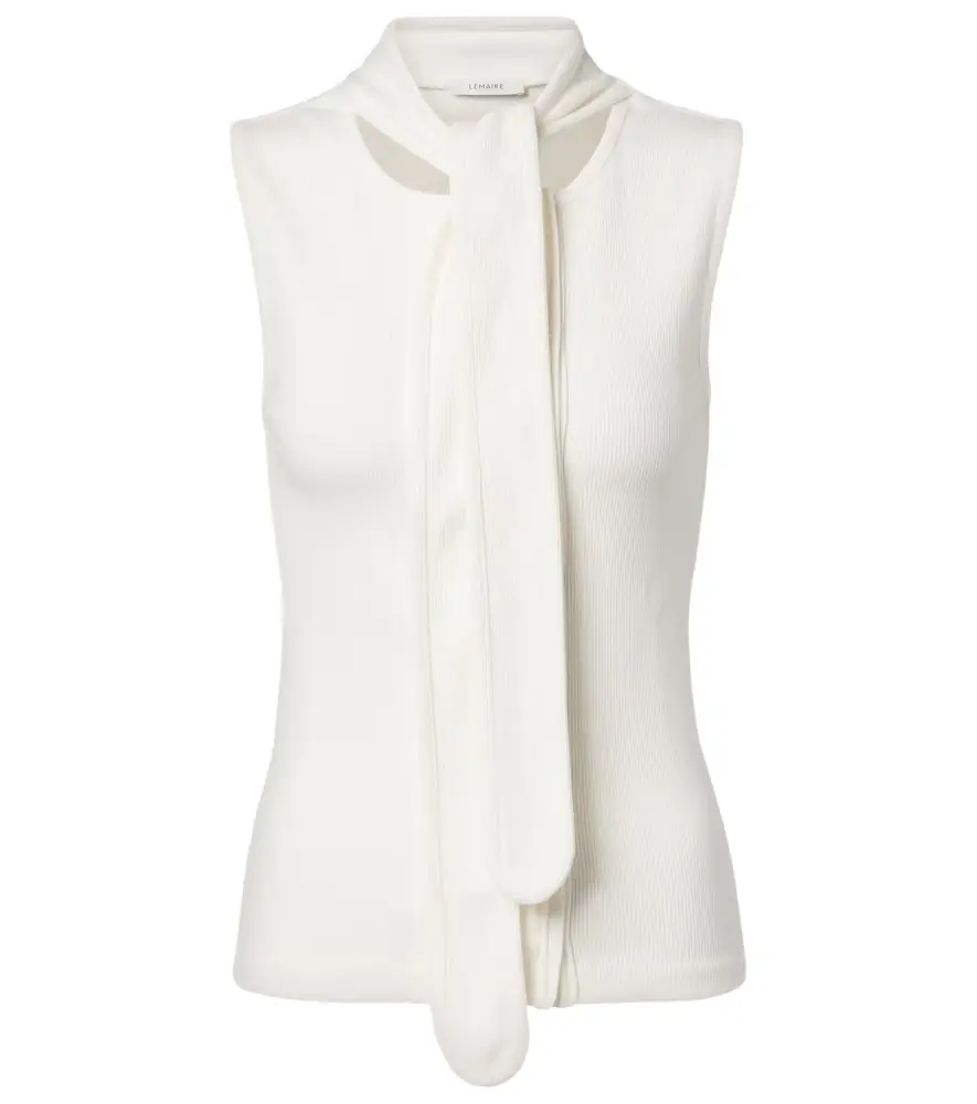 Lemaire Scarf-detail cotton and linen jersey top