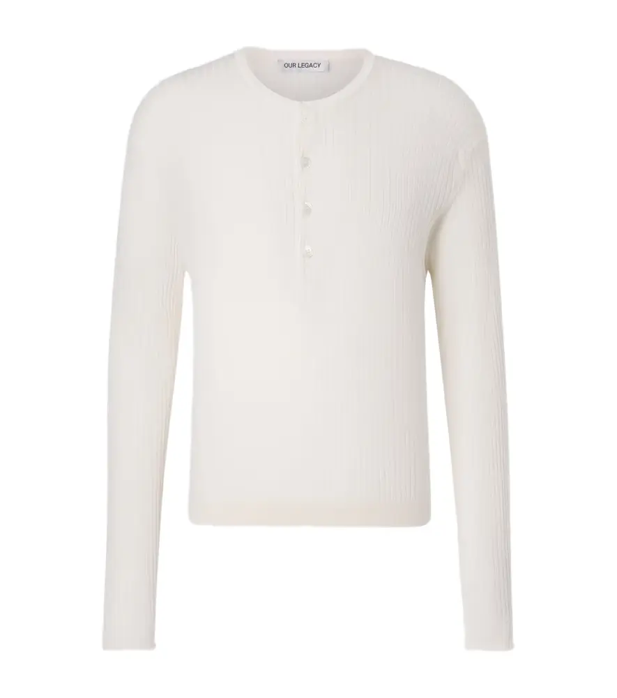 Our Legacy Fine ribbed-knit cotton Henley shirt