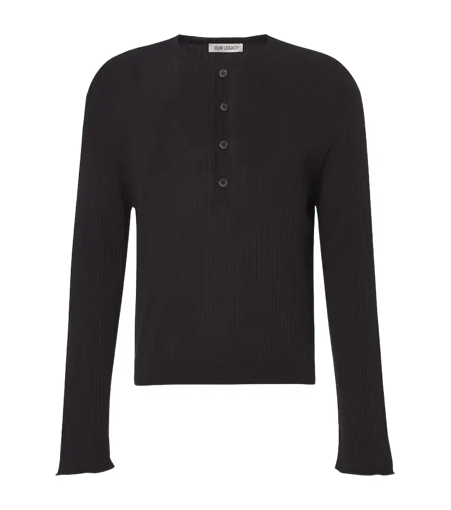 Our Legacy Fine Henley ribbed-knit cotton sweater