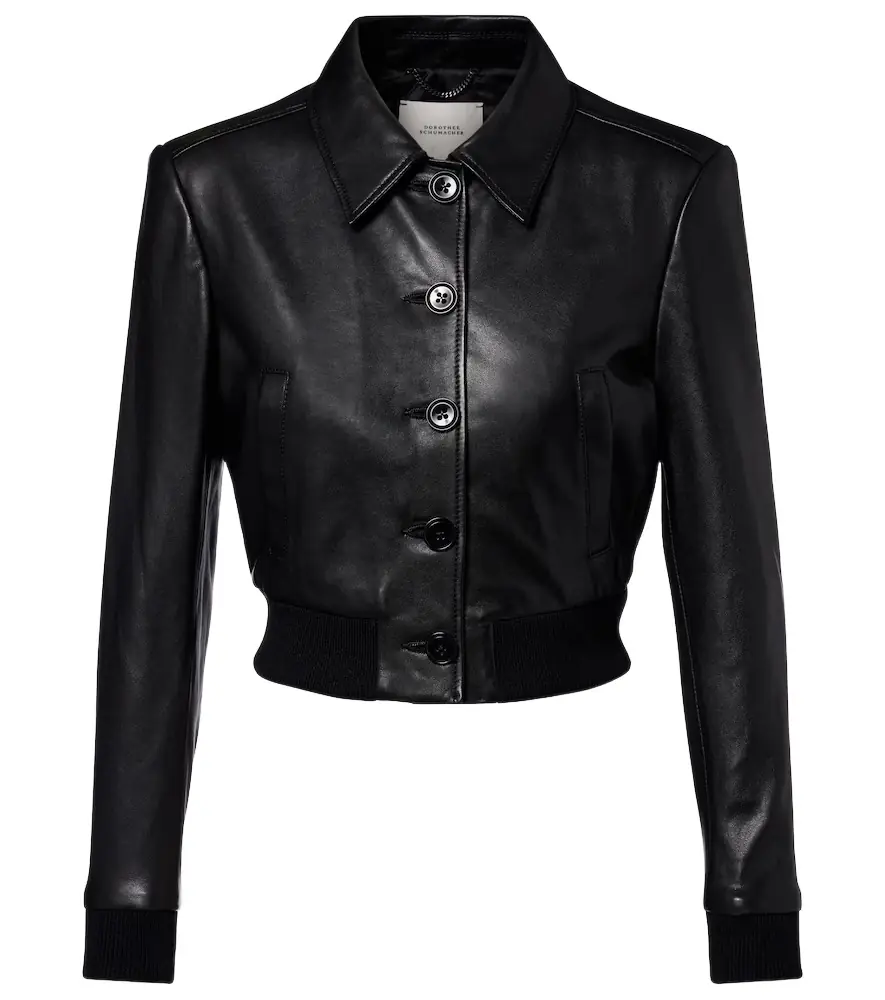 Dorothee Schumacher Sleek Statement cropped leather blouson jacket