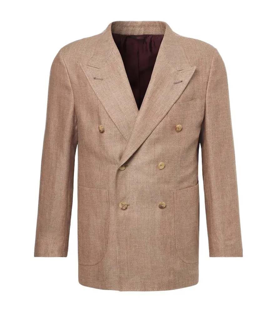 Rubinacci Herringbone linen and wool blazer