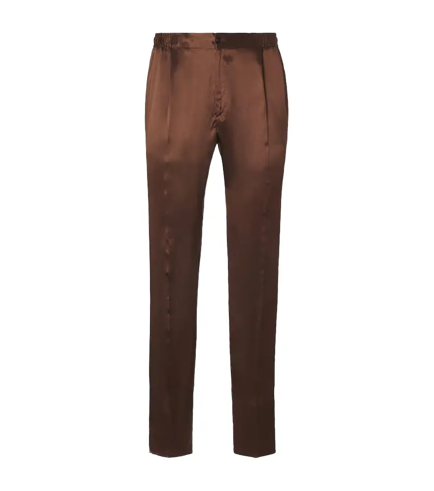Rubinacci Reversible silk straight pants
