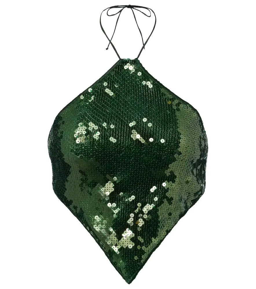 Oseree Oséree Marylin sequined halterneck crop top