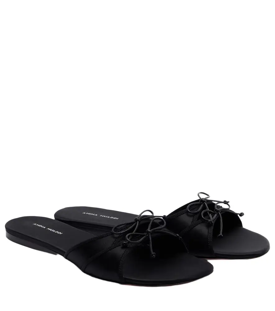 Amina Muaddi Eleonora bow-detail satin sandals