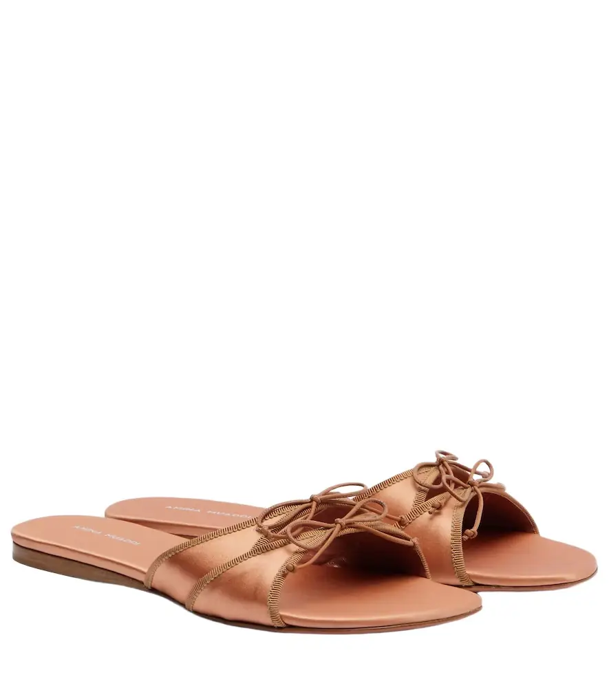 Amina Muaddi Eleonora bow-detail satin sandals