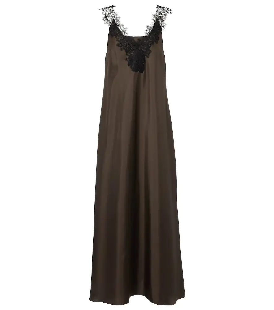 Rohe Róhe Lace-trimmed silk maxi dress