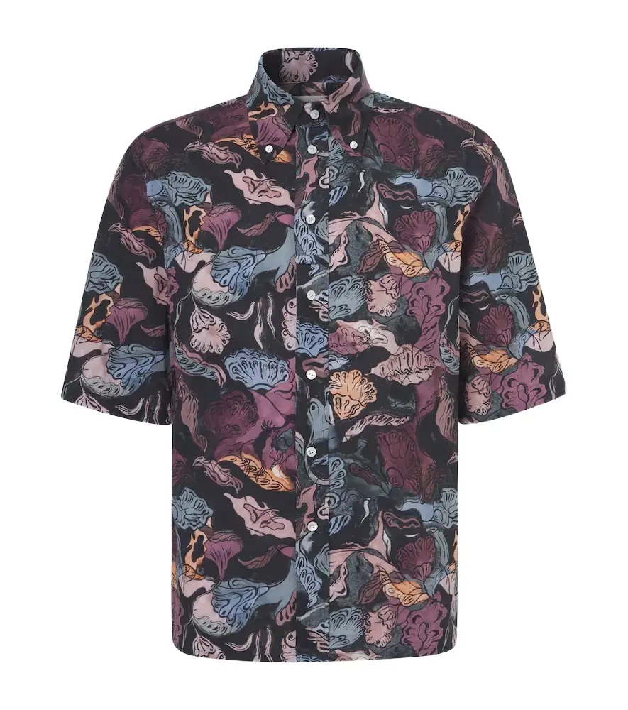Lemaire Floral cotton bowling shirt