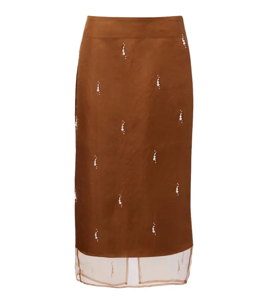 Rohe Róhe Embellished silk organza midi skirt