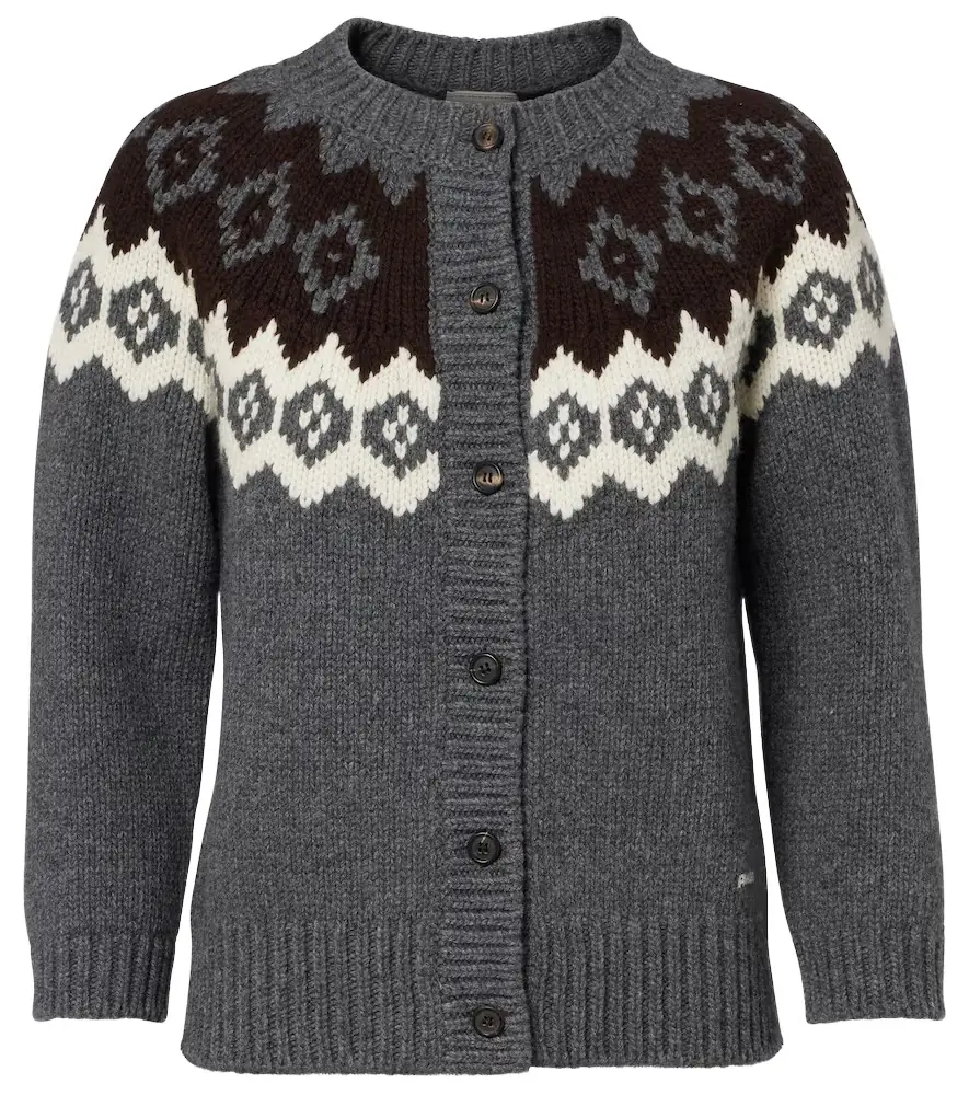 Prada Intarsia wool and cashmere cardigan