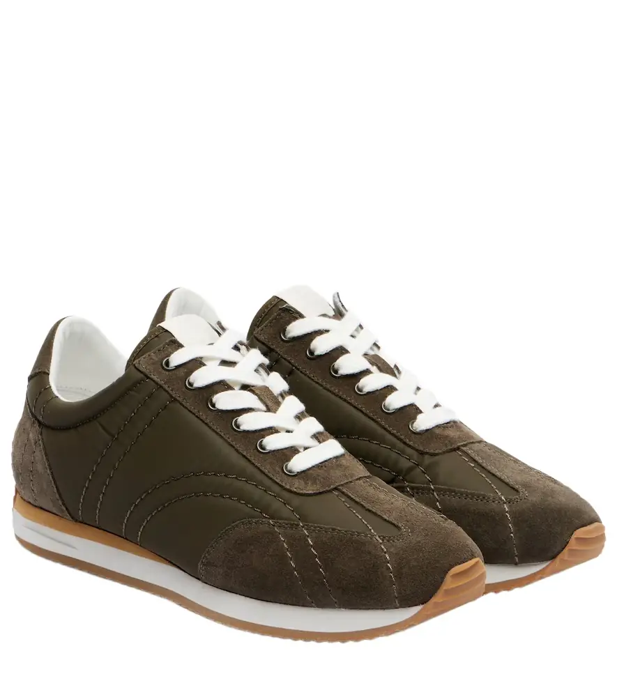 Toteme Suede-trimmed sneakers