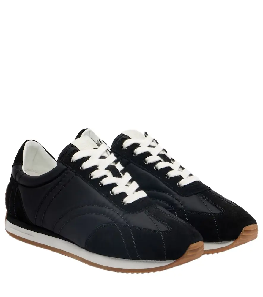 Toteme Suede-trimmed sneakers