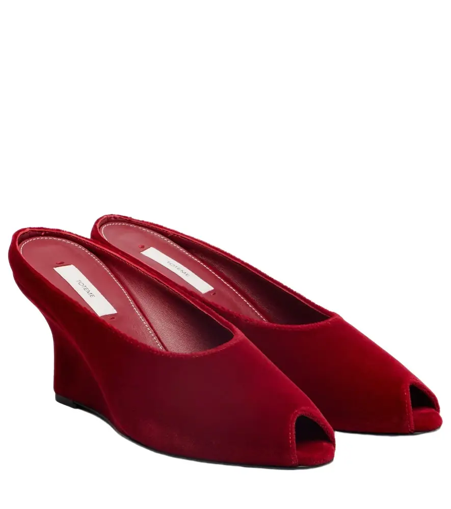 Toteme Velvet wedge mules