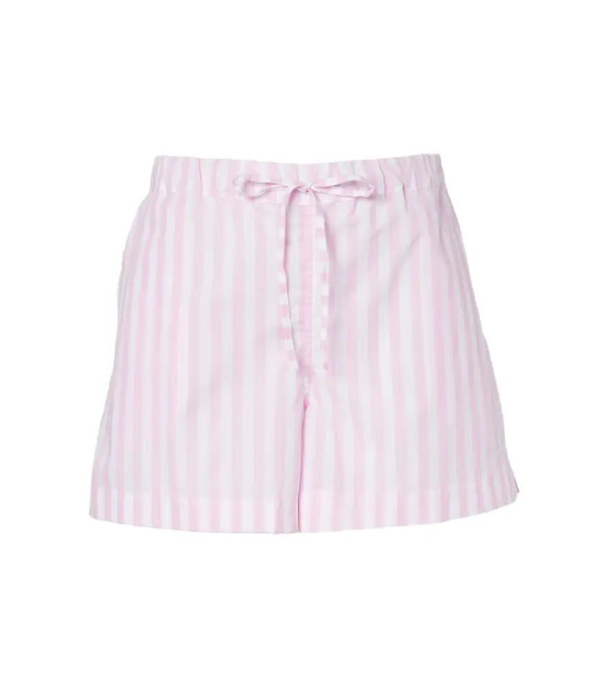 Hunza G Embroidered striped cotton poplin shorts
