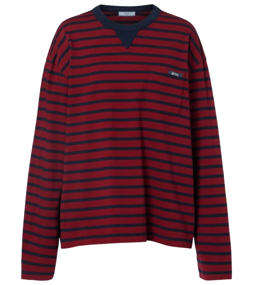 Prada Striped cotton jersey top