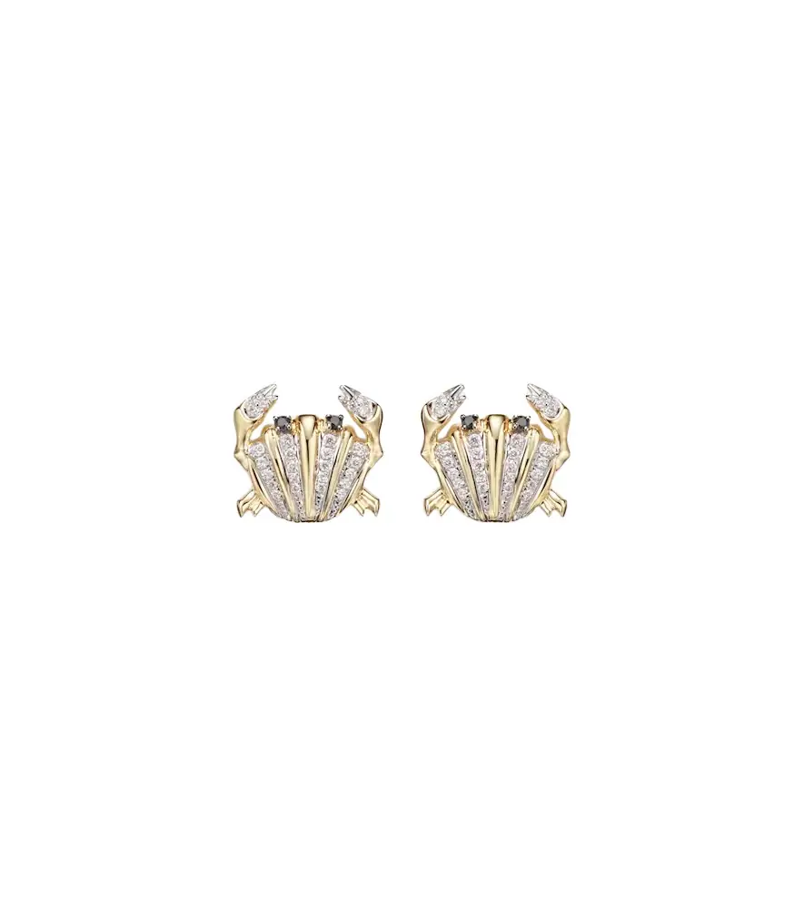 Yvonne Leon Yvonne Léon Crabe Coquillage 9kt gold earrings with diamonds