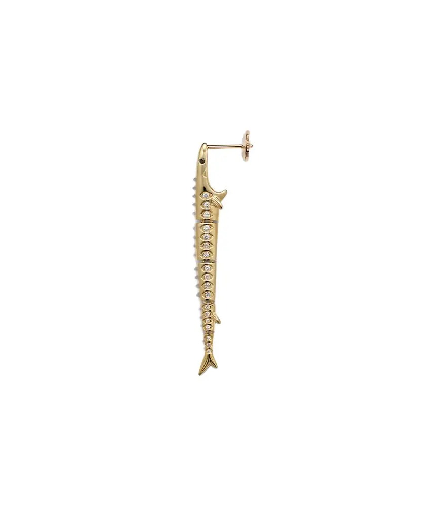 Yvonne Leon Yvonne Léon Marlin Gm 9kt gold single earring with diamonds