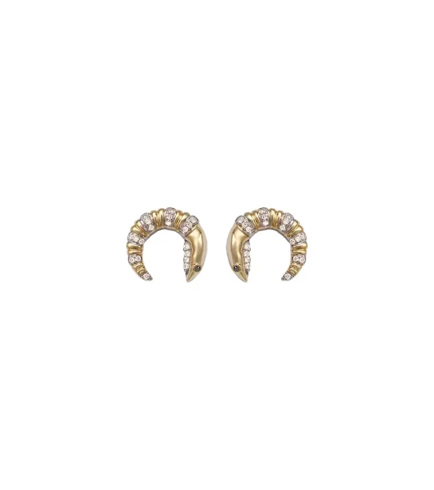 Yvonne Leon Yvonne Léon Écrevisse 9kt gold earrings with diamonds