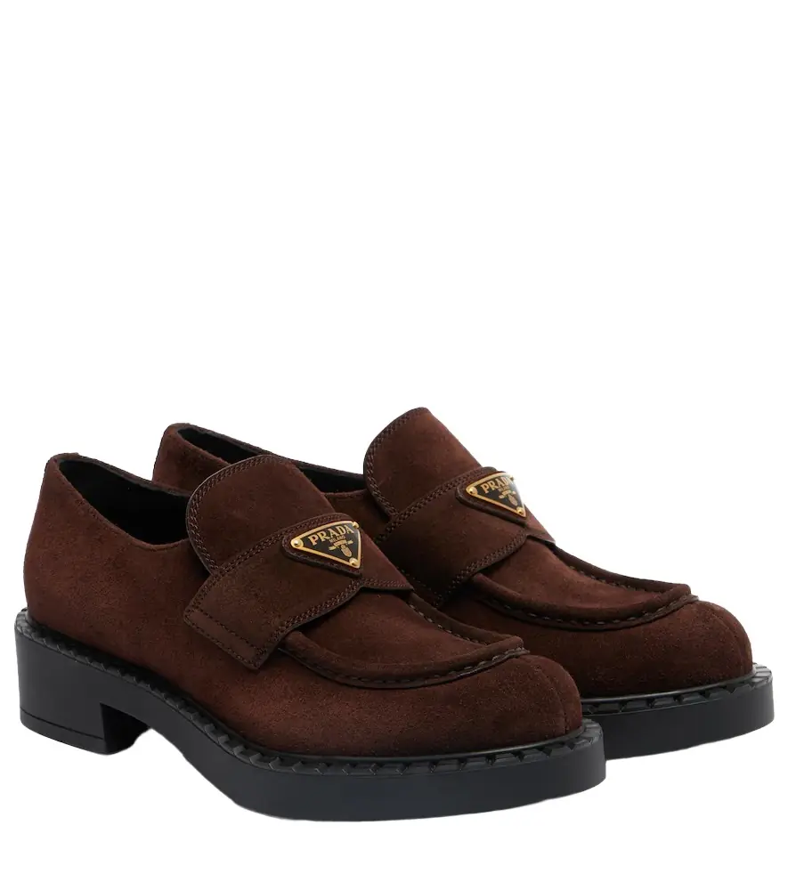 Prada Chocolate suede loafers
