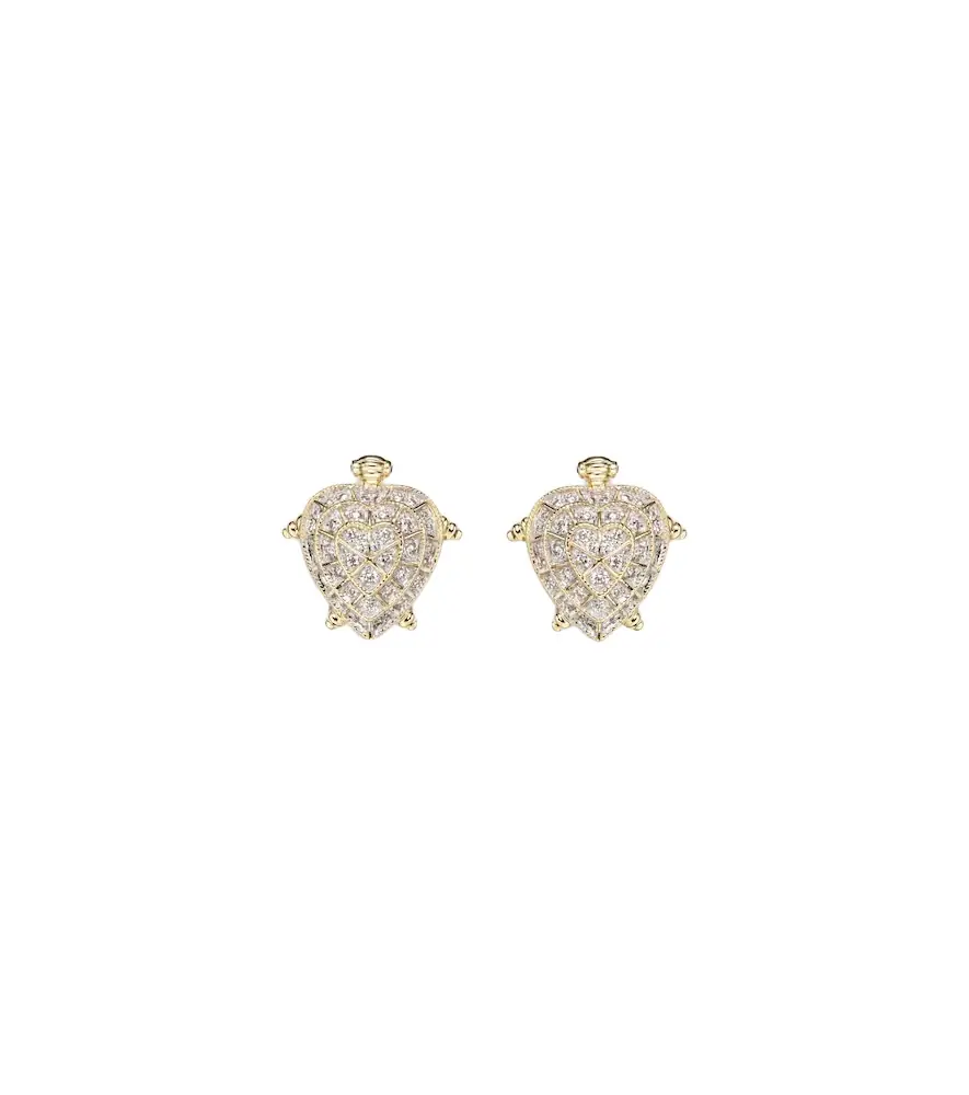 Yvonne Leon Yvonne Léon Tortue Coeur 9kt gold earrings with diamonds