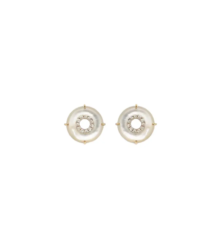 Mateo 14kt gold earrings with diamonds and pearls