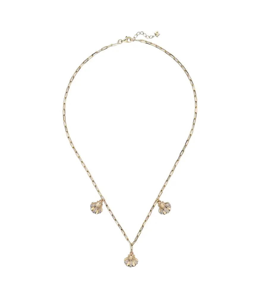 Mateo 3 Petite Venus Shell 14kt gold necklace with diamonds