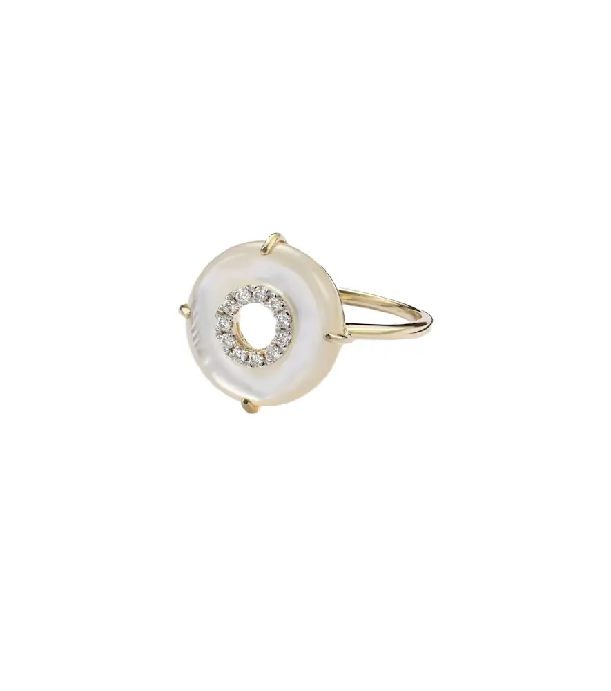 Mateo 14kt gold ring with diamonds and pearls