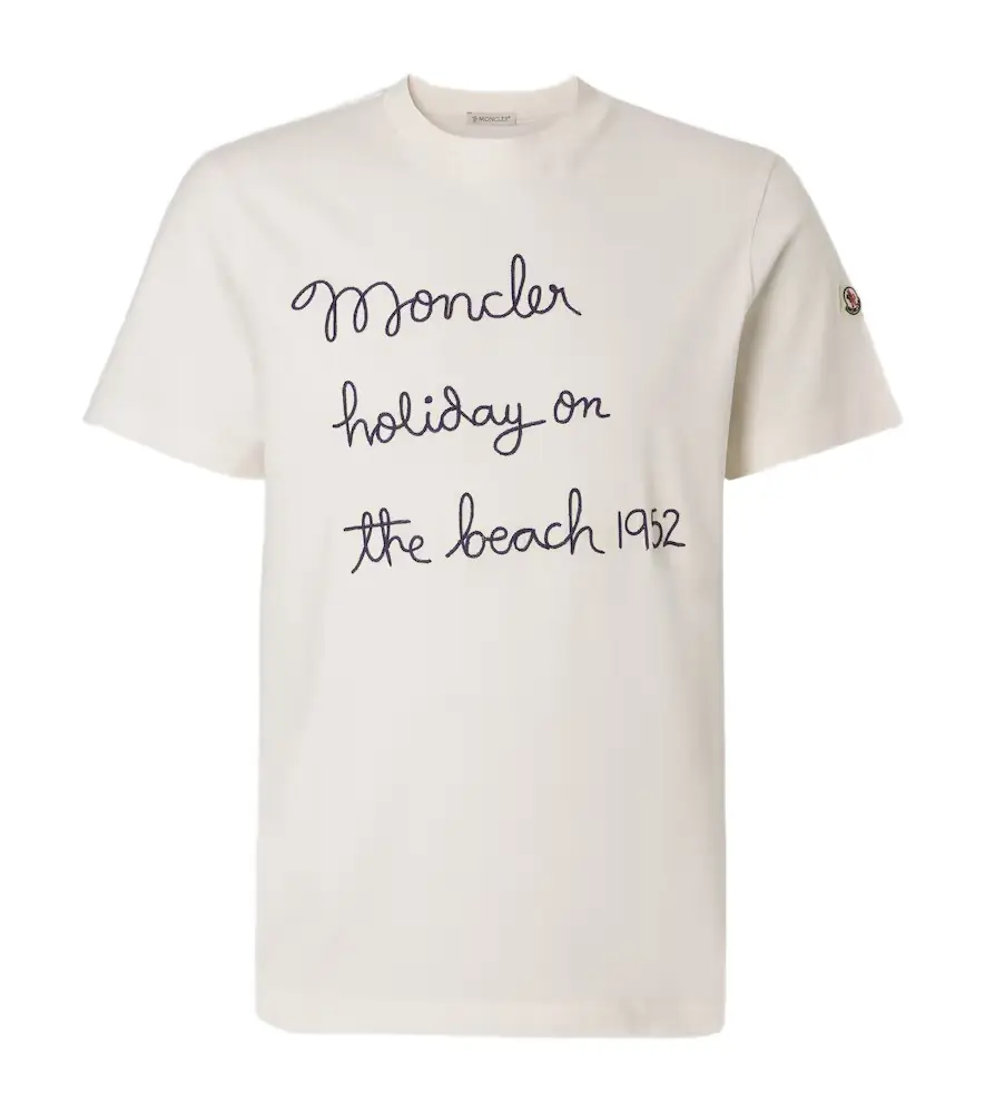 Moncler Embroidered cotton jersey T-shirt